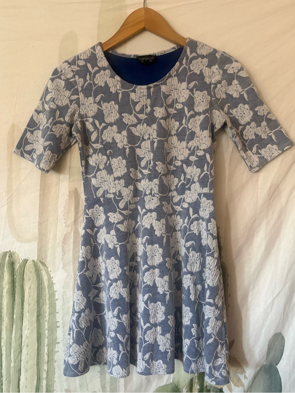 Topshop Light Blue and White Floral Knit Dress 🌵4